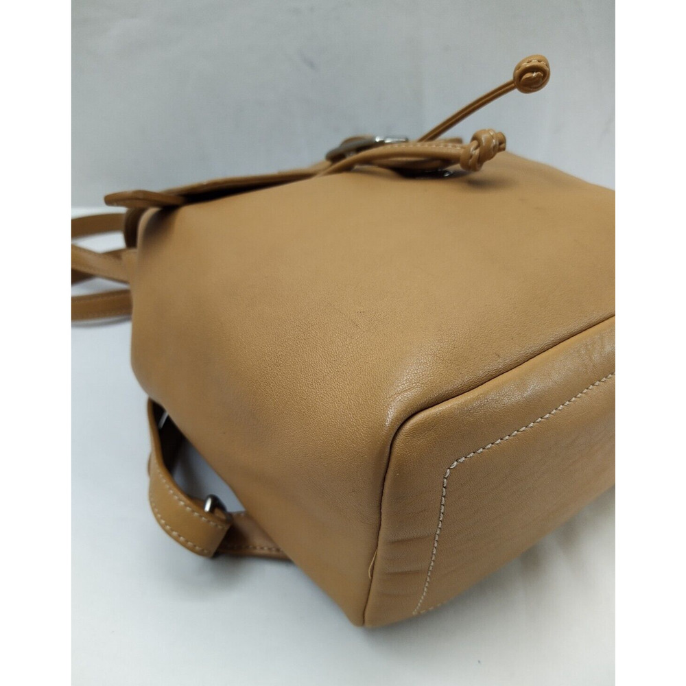 Coach Brown Tan Leather Drawstring Buckle Flap Closure Backpack - Vintage - Picture 16 of 16